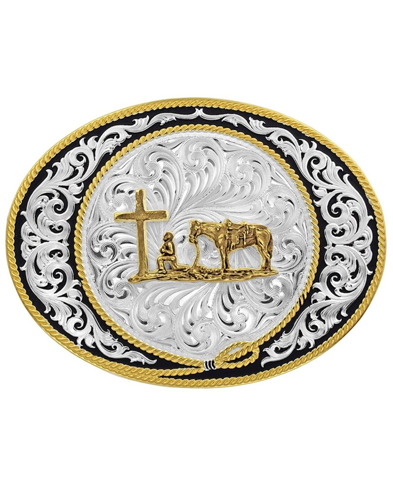 Montana Silversmiths Men&rsquo;s Men'S Tri-Color Pinched Buckle With Christian –