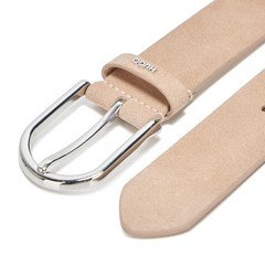 HUGO Zoey Round Buckle Suede Belt 30 30, Beige Butternut