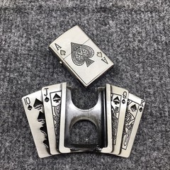 Antique Brushed Poker Belt Buckle with Lighter, Stock in US