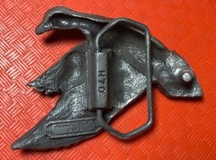 Cast Brass? 1979 BELT BUCKLE Indiana Metal Craft FLYING DUCK detailed