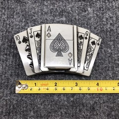Antique Brushed Poker Belt Buckle with Lighter, Stock in US