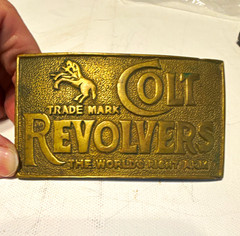 Colt solid brass gold western rectangular belt buckle logo fits 1.75&Prime; 705