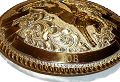 CRUMRINE BRONCO RIDER BELT BUCKLE HEAVY SILVER PLATE Over BRONZE!
