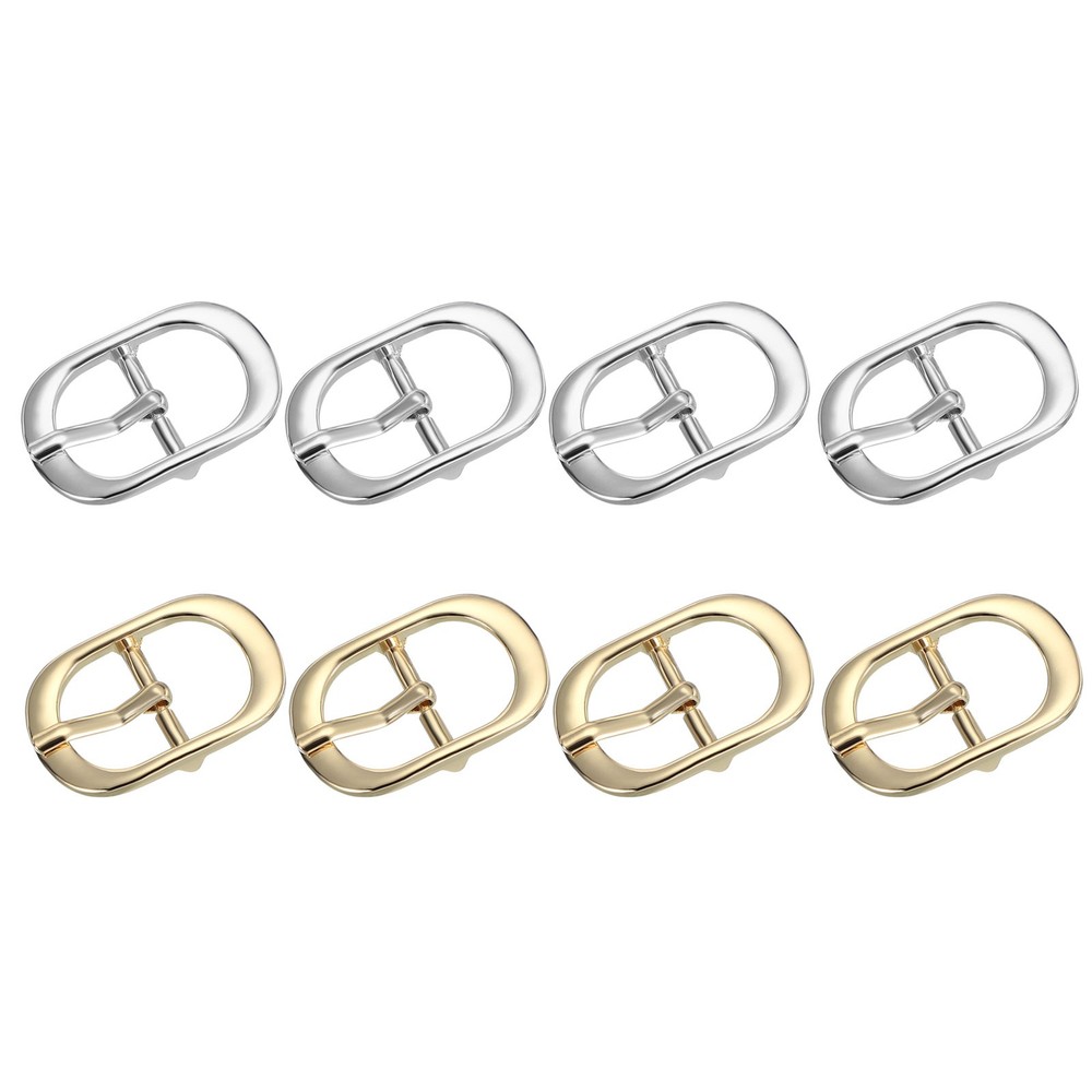 8Pcs 0.7&Prime; Single Prong Metal Roller Pin Belt Buckles Silver/Light Gold