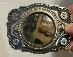 Western Unisex Silver Tone Polished Natural Genuine Stone Rope Belt Buckle
