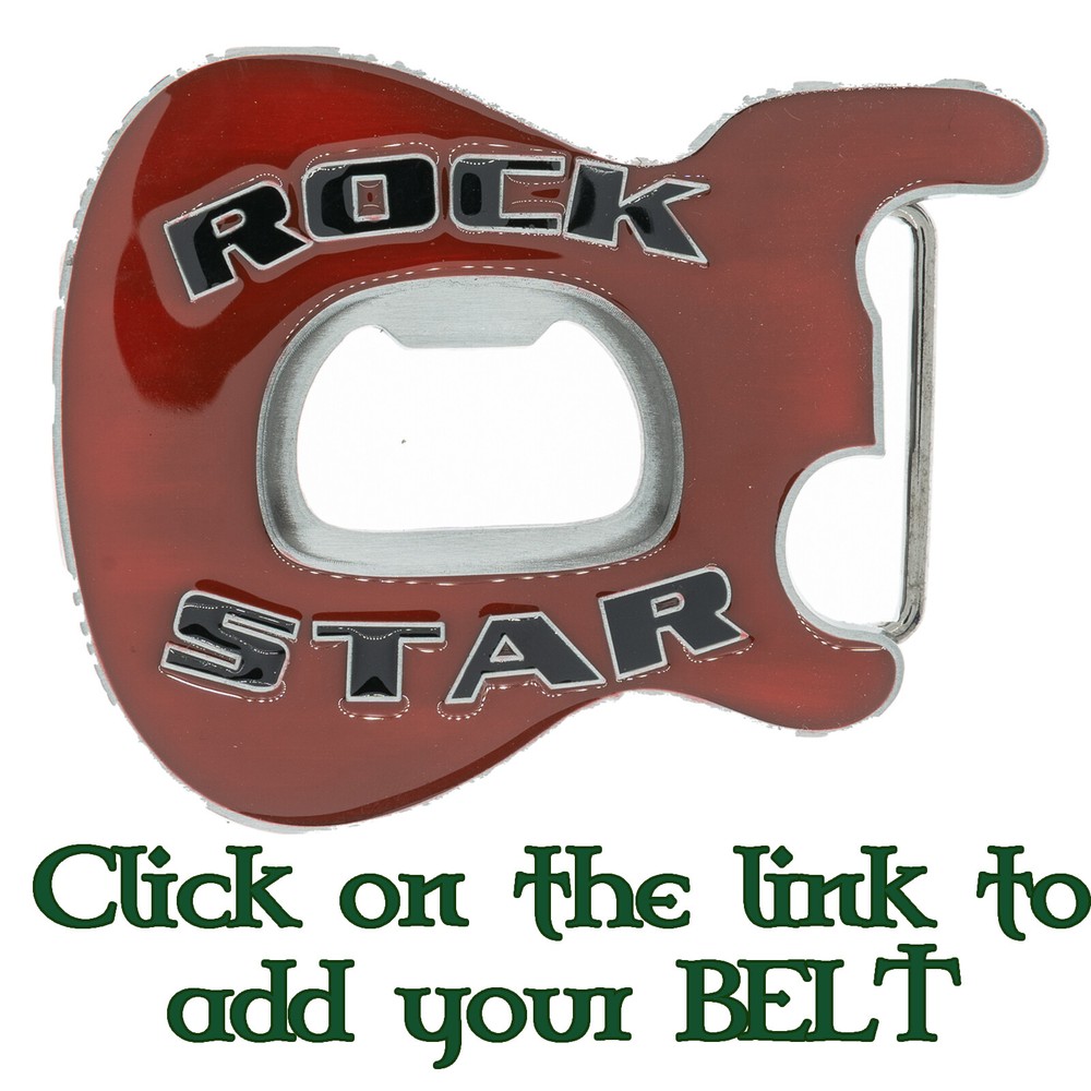Rock Star Guitar Belt Buckle Chrome Metal Biker Rock Musician Music