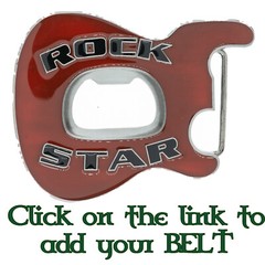 Rock Star Guitar Belt Buckle Chrome Metal Biker Rock Musician Music