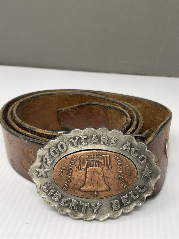 Vintage 1976 200 Years Ago Liberty Bell Declaration of Independence Belt Buckle