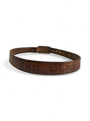 VINTAGE GREEN MACHINE LEATHER BELT WITH FORD TRUCK BUCKLE MEN&rsquo;S