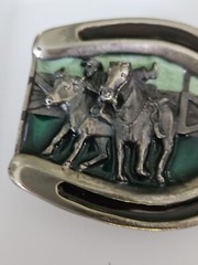 1984 Bergamot Brass Works Horseshoe Vintage Belt Buckle with Horses