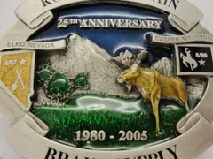 2005 25th Anniv Belt Buckle Rocky Mountain Brake Supply Moose Elko NV Casper WY