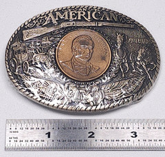 Vtg John Wayne American Belt Buckle Solid Brass Rainy Mtn Designs SEALED 1st Ed.