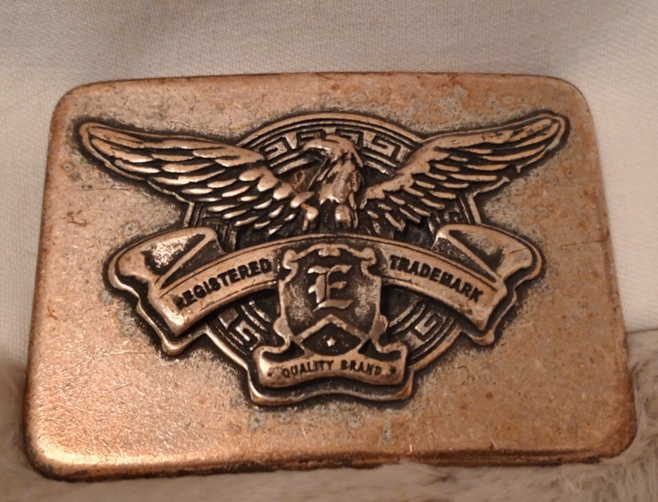 Vintage Registered Trademark E In Shield Quality Brand Belt Buckle