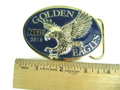 NRA GOLDEN EAGLES BELT BUCKLE – Pristine Condition -IN THE BOX 2010