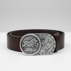 Capricorn Zodiac Belt Buckle Antique Silver Rectangle Classic