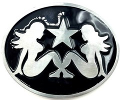 Mud Flap Trucker Girl Black Enameled Belt Buckle New