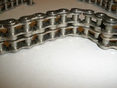 Vintage Motorcycle Chain Belt With Etched Buckle 34&Prime; end to end including buckle