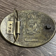 Vintage Brass Great American Buckle Co Engraved Bird Scene Western Belt Buckle