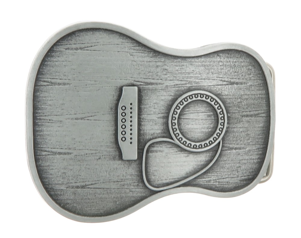 Guitar Body Antique Silver Metal Belt Buckle