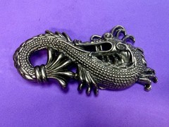 Mystical Chinese Dragon Mythology Figural Cutout Silver Color Belt Buckle