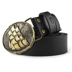 Brass belt buckle Frigate, Sailship buckle, Brigantine, Barque, Warship buckle