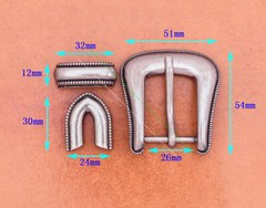 Solid Retro Silver Rope Side Western Cowboy Belt Buckle 3PCS Set Fits 25mm Belt
