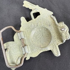 Vintage Brass Old Fashion Fire Truck Hook + Ladder Belt Buckle 3.5&Prime; Fireman