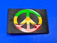 Rasta Peace Sign Flag Red Yellow Green Jamaica Marijuana Symbols Belt Buckle