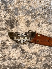 Vintage Harley Davidson Belt Buckle 70s Brass Motorcycle Western 42 Leather USA