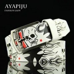 Skull Buckle Belt-Skeleton Pattern Pin Belts Punk Style Fashion Casual Waistband