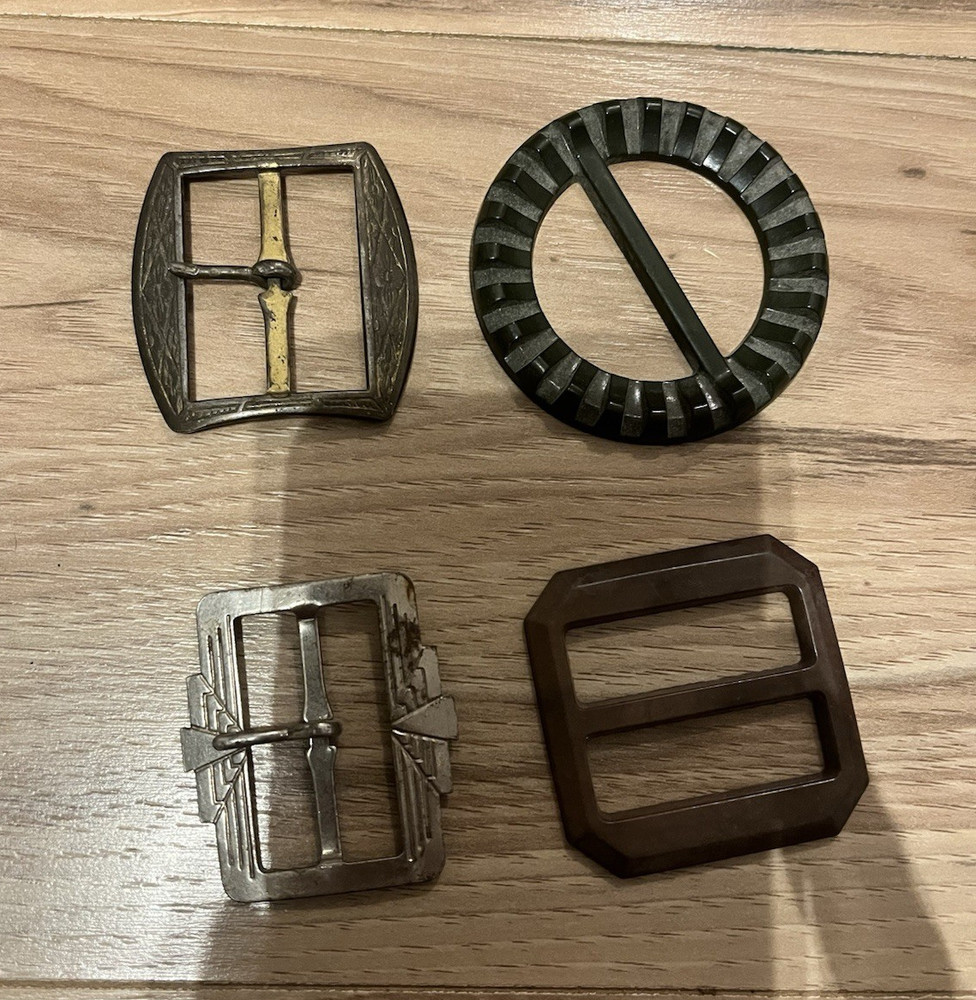 Lot of 4 Metal Interchangeable Belt Buckles 1.5in Men Brown Silver Black Gold