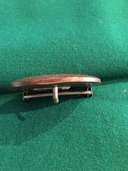 Belt buckle Hand carved wood and pewter inlay of a sailboat