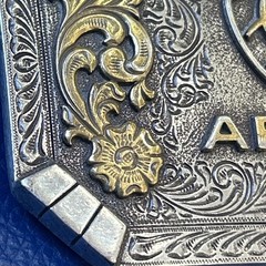 Ariat Logo Western Belt Buckle Floral Silver & Gold tone