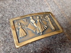 vintage Copper? Belt Buckle western cowboy Square Dancing Hoedown