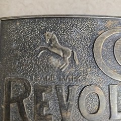Vtg COLT REVOLVERS BRASS BELT BUCKLE ANTIQUE FINISH WESTERN « Worlds Right Arm »