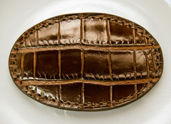 Alligator Belt Buckle Handcrafted Leather, Hand‑Painted Edges, Arisan design