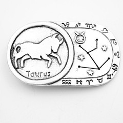 Gemini Zodiac Belt Buckle Antique Silver Rectangle Astrology Style