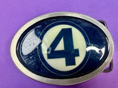4 Ball Number Channel 4 News? Vintage Custom Enameled Belt Buckle