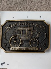Wells Fargo & Co Stagecoach Western Belt Buckle & Registration Certificate