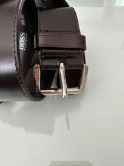 HUGO BOSS Black Leather Belt Metal Buckle Women Italy (88459)