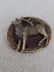 Elk inlay belt buckle, The Great American Buckle Co Copyright 1981 #510