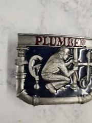 Vintage 1991 C & J Inc Plumber Color Belt Buckle – Missing Belt Loop