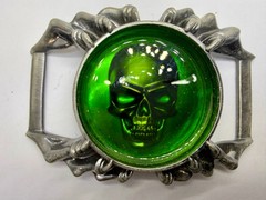 Alchemy Gothic Soul of Agrippa Skull Green Enameled Belt Buckle