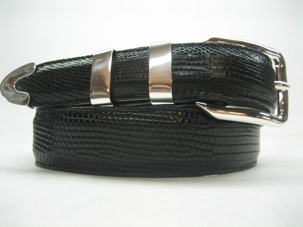 Genuine lizard belt size&rsquo;s 26 to 46.w/ sterling silver 925 buckle 4 pc set U.S.A