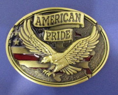 American Pride Eagle and Flag Patriotic Western Belt Buckle