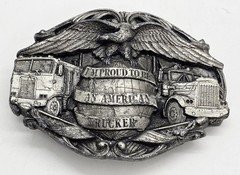 I’m Proud To Be An American Trucker Driver Belt Buckle USA Vintage Bergamot 1986