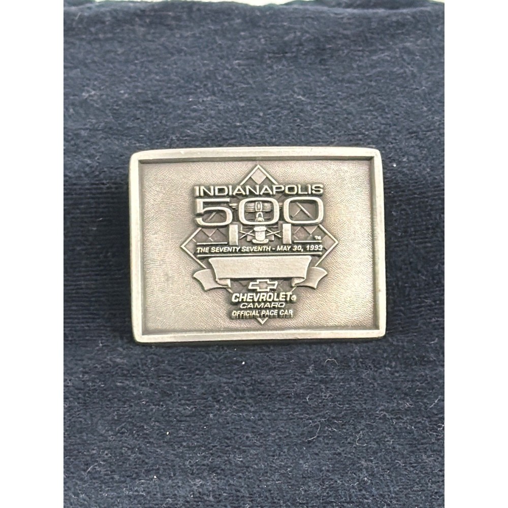Vtg 1993 Indianapolis 500 Chevrolet Camaro Pace Car Pewter Belt Buckle 226/500