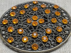 vintage Y2K belt buckle RHINESTONE webbed WESTERN brass cowboy STUDDED