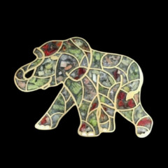 UNIQUE STONE FILLED PLAQUE ELEPHANT MOSAIC BELT BUCKLE