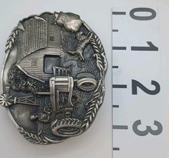 Bergamot Brass Works Belt Buckle Tractor Farm Barn Dog Windmill Wheat Seeds D-49